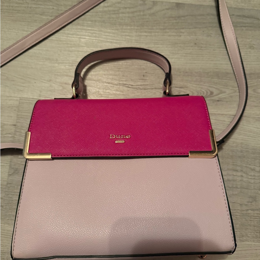 Dune London Pink and Cream Crossbody Bag with Gold Accents